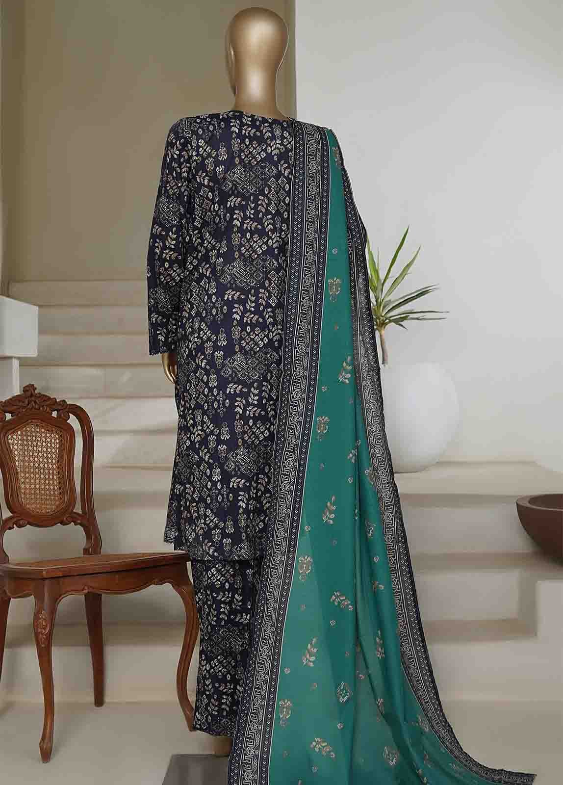 NSM-0213 A-PR R10-11- 3 Piece Printed Cotton Stitched Suit - Image 3
