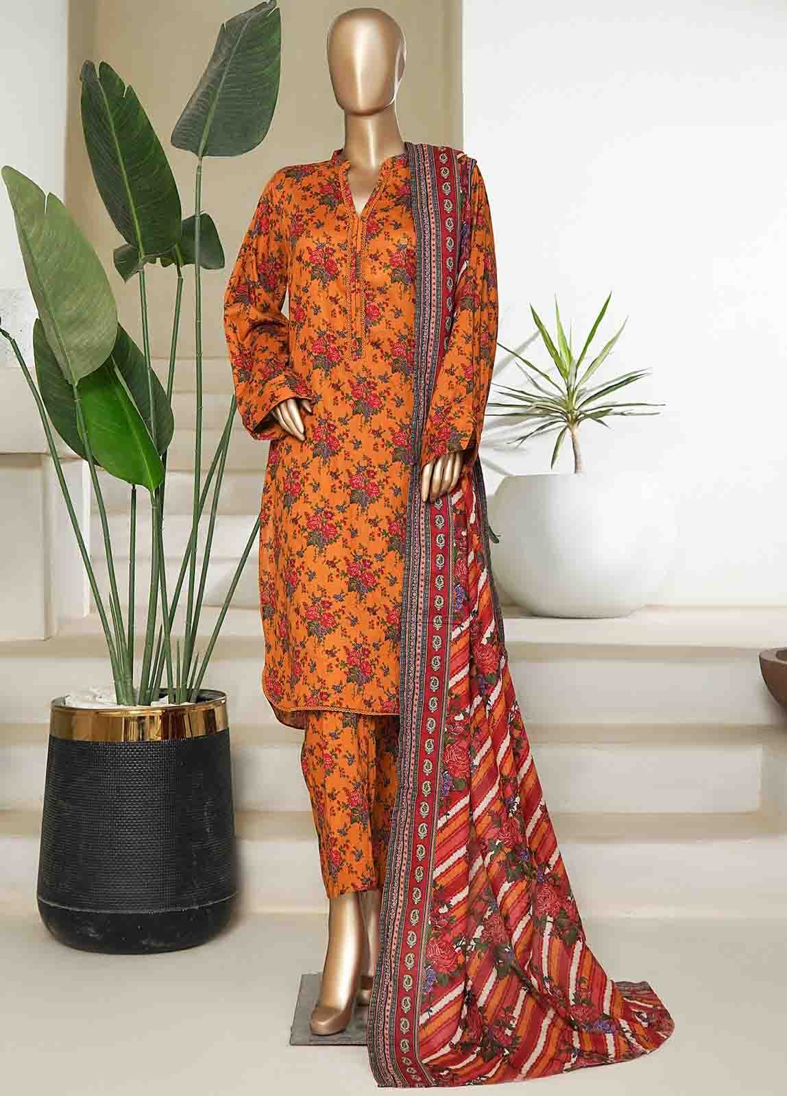 NSM-0215-PR R10-11- 3 Piece Printed Cotton Stitched Suit - Image 2