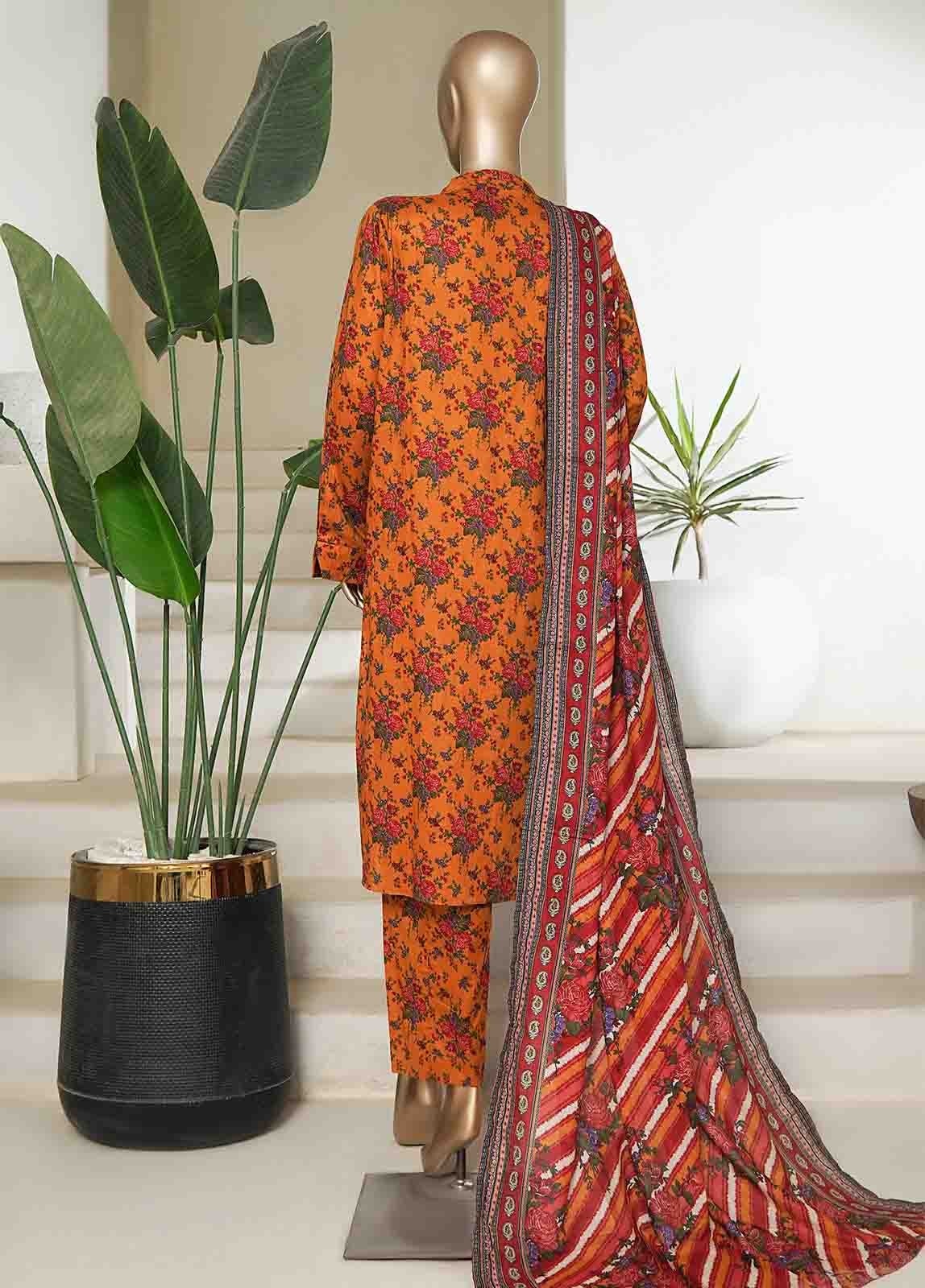 NSM-0215-PR R10-11- 3 Piece Printed Cotton Stitched Suit - Image 3