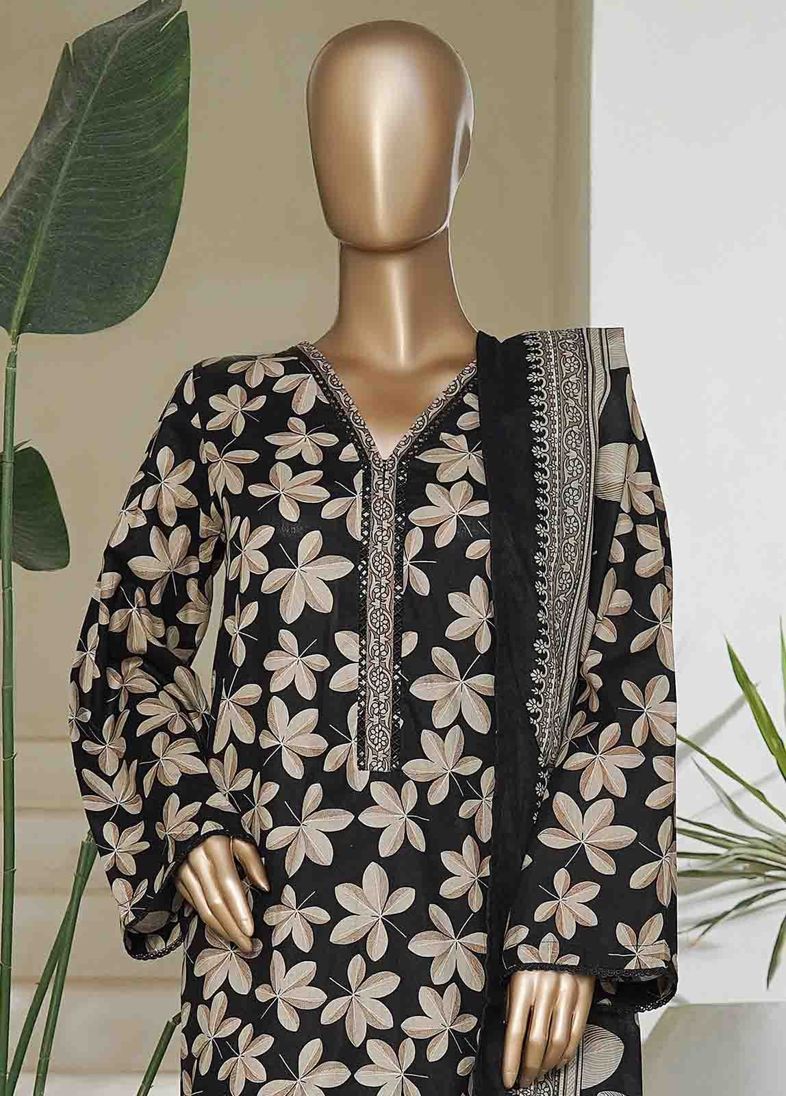 NSM-0216-PR R10-11- 3 Piece Printed Cotton Stitched Suit
