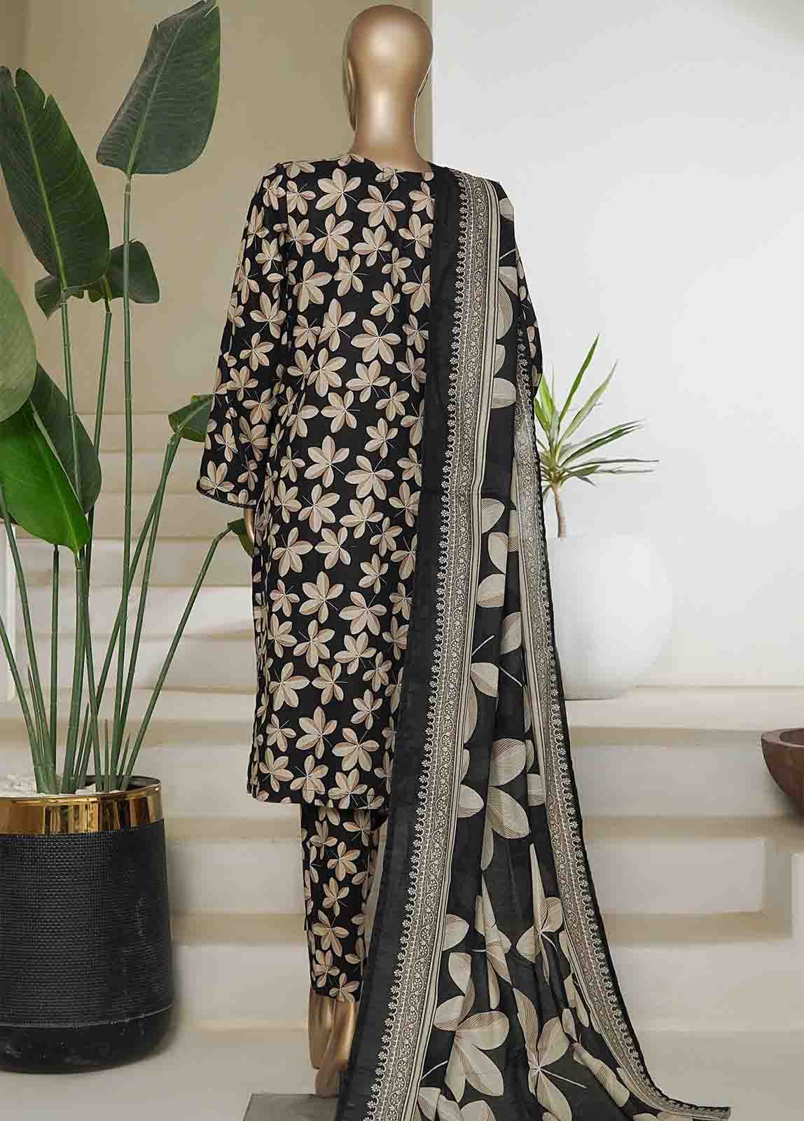NSM-0216-PR R10-11- 3 Piece Printed Cotton Stitched Suit - Image 3