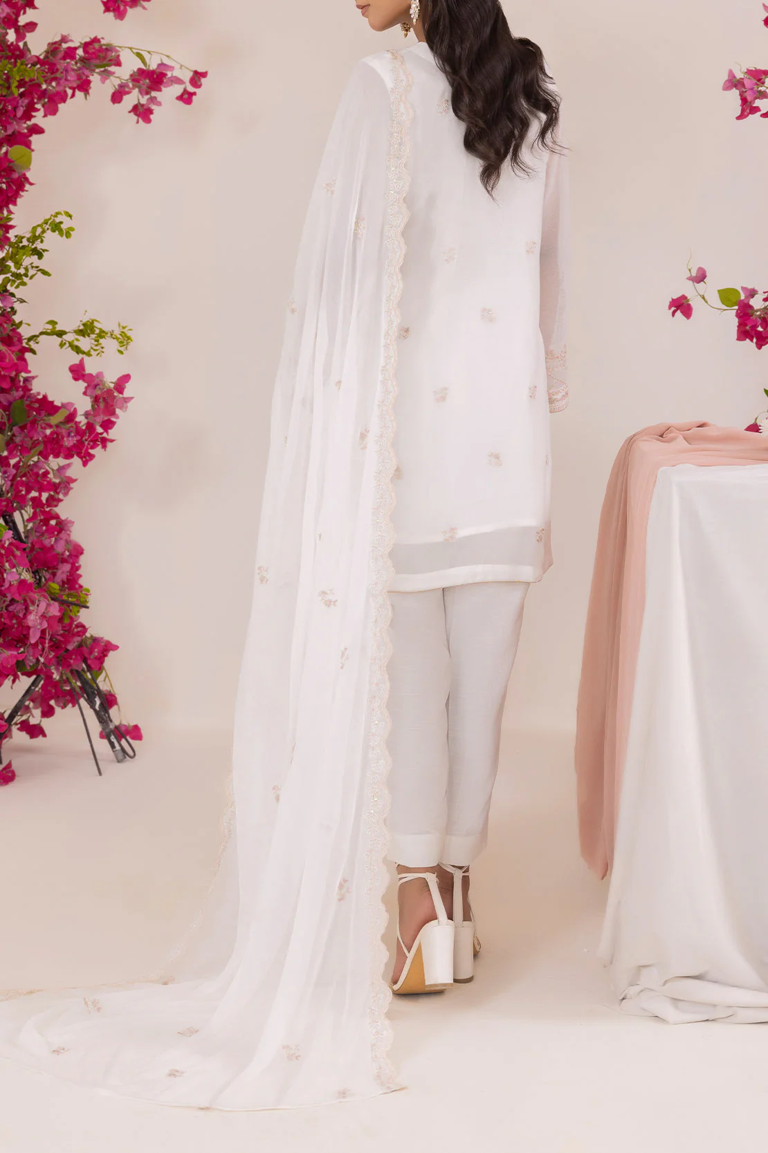 Solid Embroidered Chiffon Stitched 3 Piece - Image 3