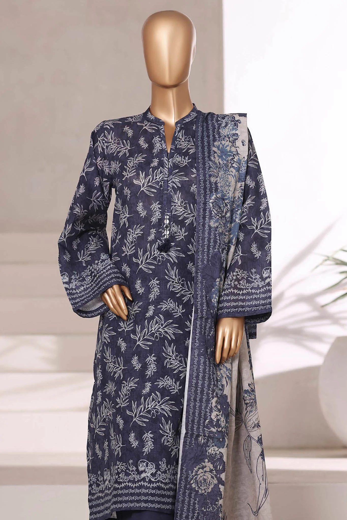 Sada Bahar Stitched 3 Piece Printed Khaddar Vol-02 Collection'2025-KD-PR-6554-Blue - Image 2