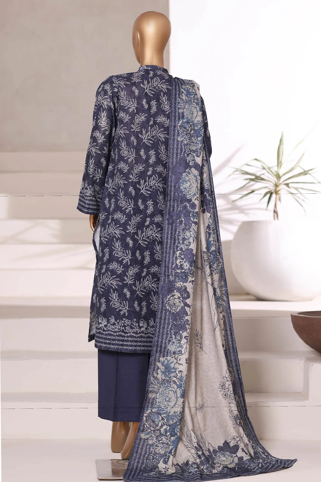 Sada Bahar Stitched 3 Piece Printed Khaddar Vol-02 Collection'2025-KD-PR-6554-Blue - Image 3