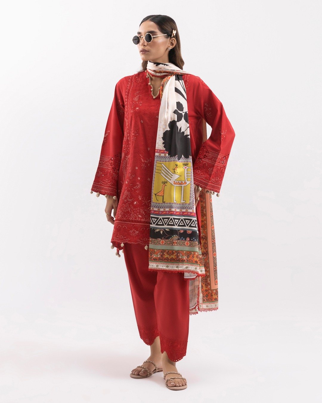 Stitched Embroidered Lawn Suit - Image 3