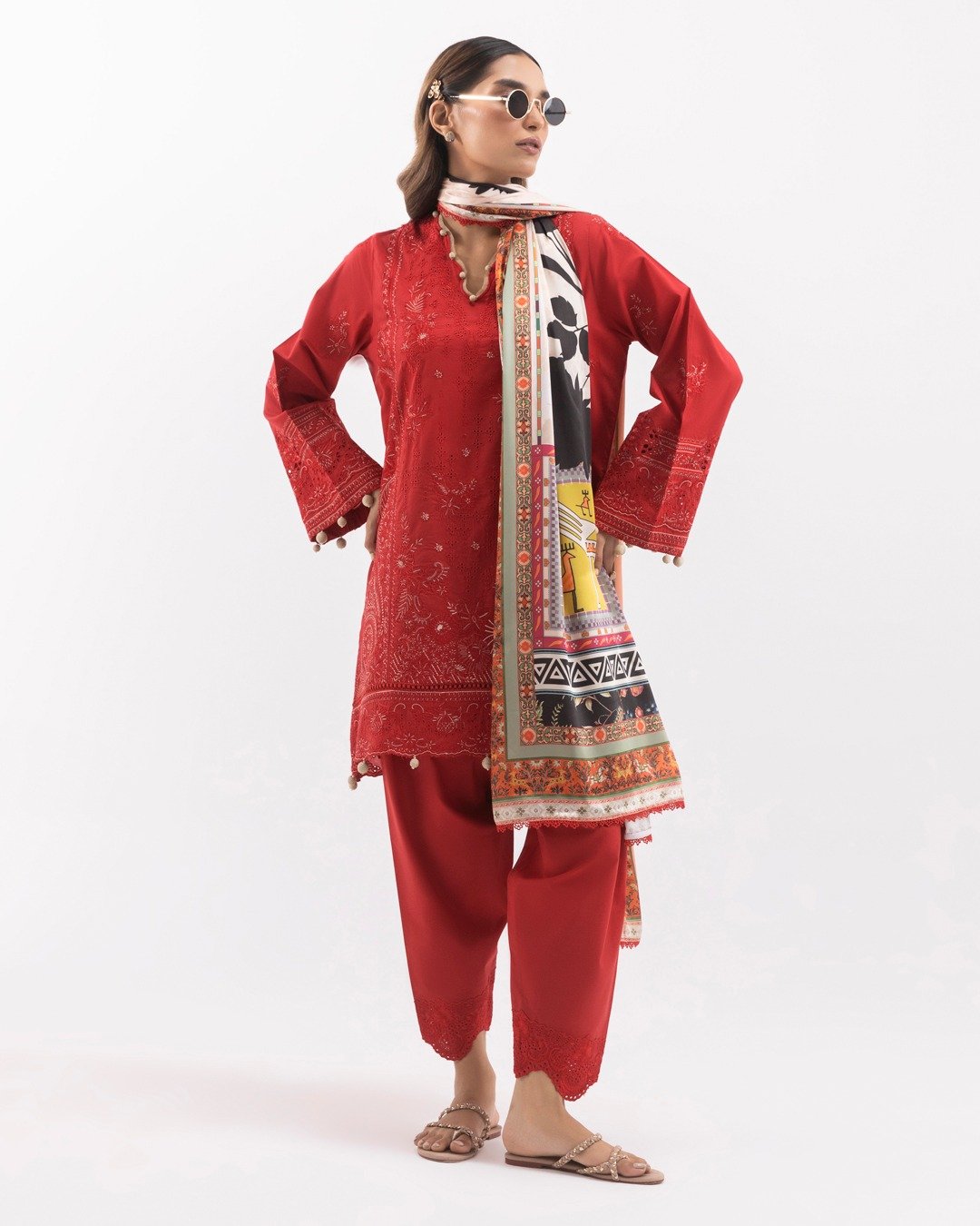 Stitched Embroidered Lawn Suit - Image 5