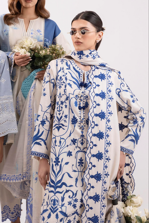 Stitched Embroidered Raw Silk Suit - Image 2