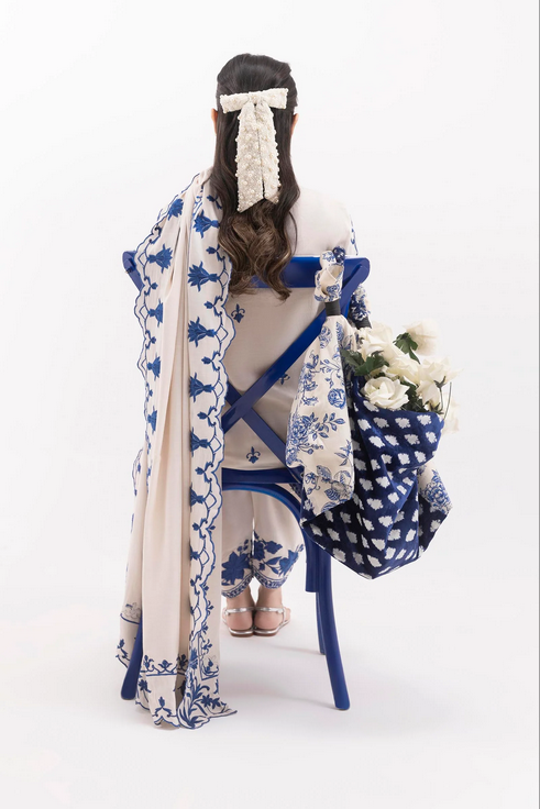 Stitched Embroidered Raw Silk Suit - Image 5