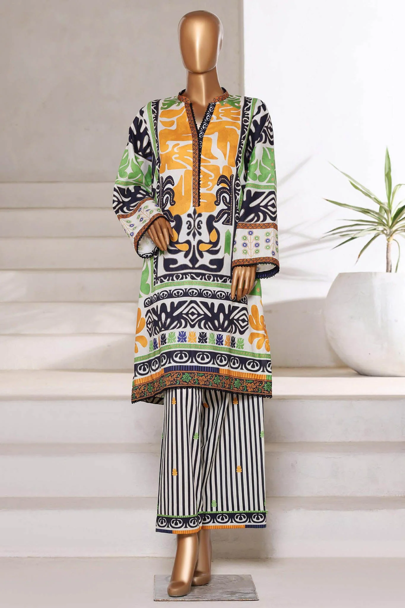 Bin Saeed Stitched 2 Piece Co Ords Cotton Collection'2025-WC-2403-Yellow