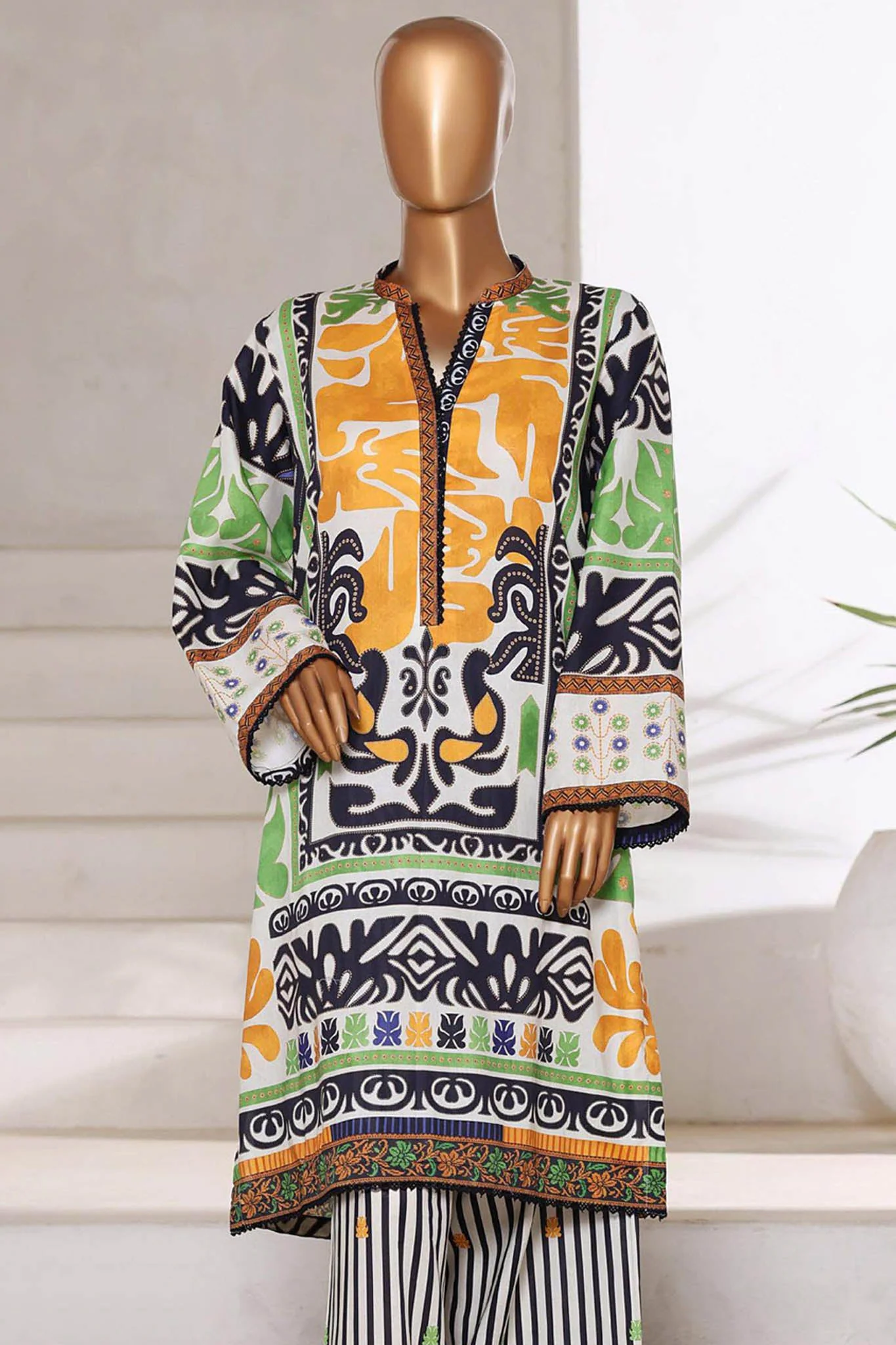 Bin Saeed Stitched 2 Piece Co Ords Cotton Collection'2025-WC-2403-Yellow - Image 2