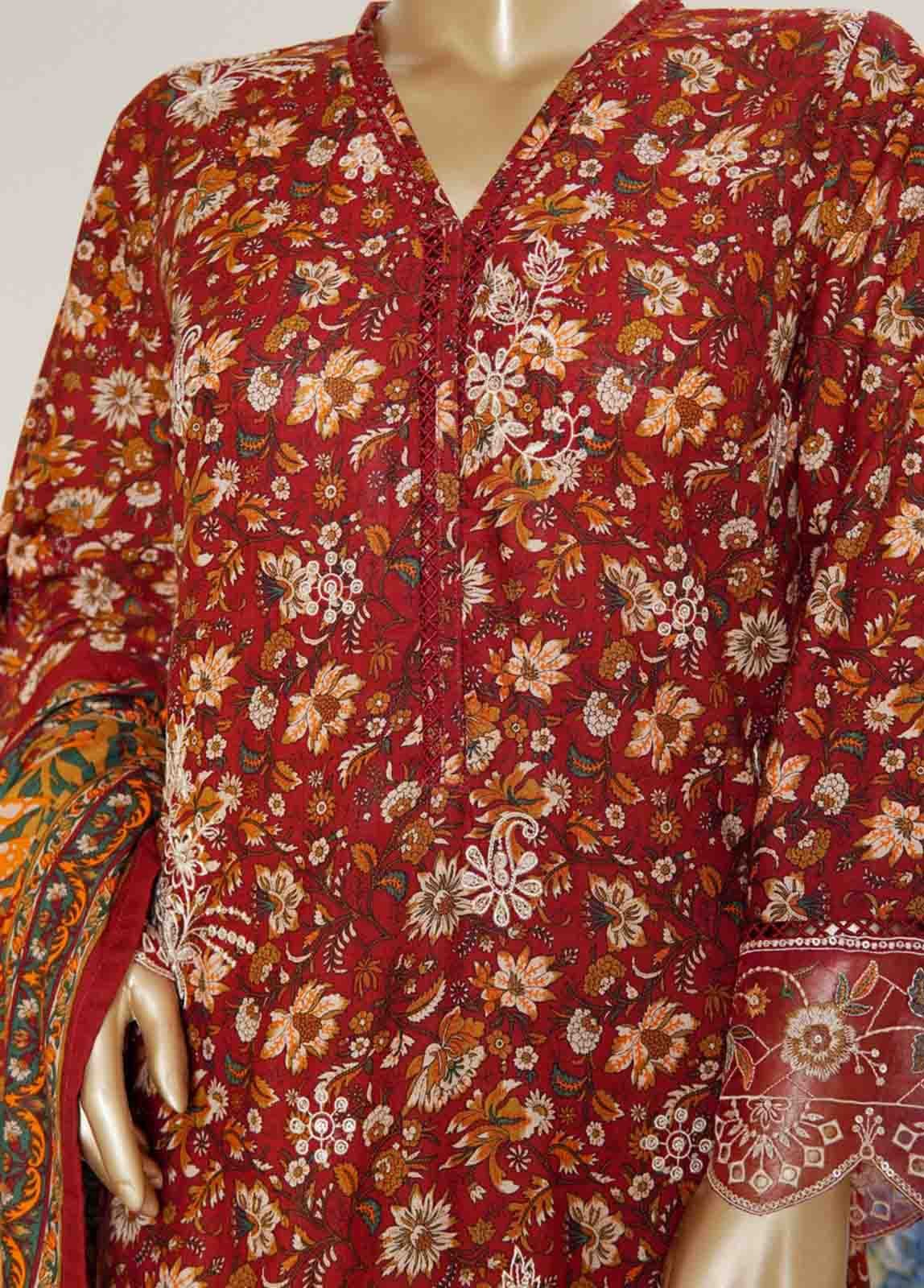 WKE-073- 3 Piece Khaddar Emboidered Stitched Suit - Image 2