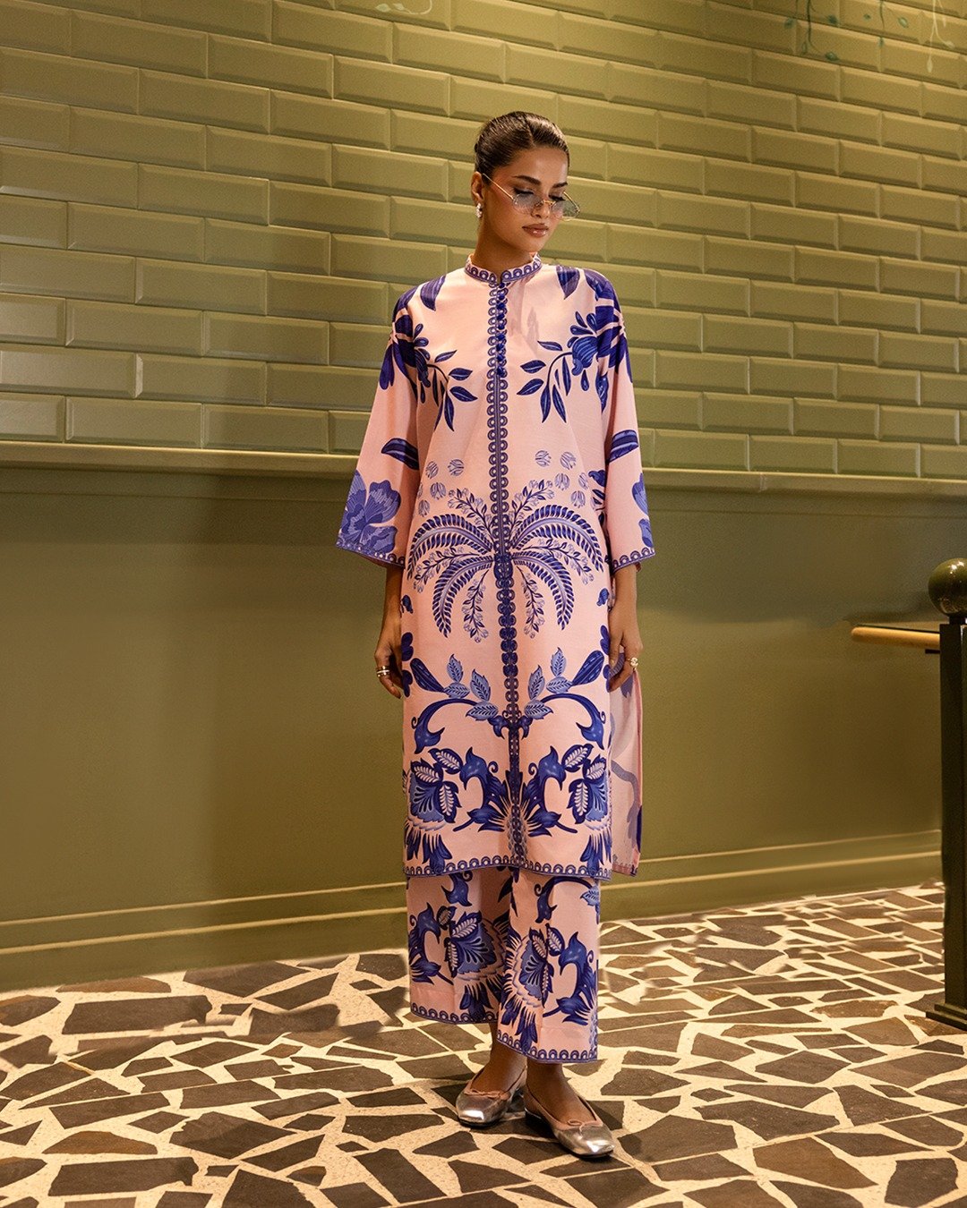 Stitched Printed Khaddar Shirt + Culotte - Image 3