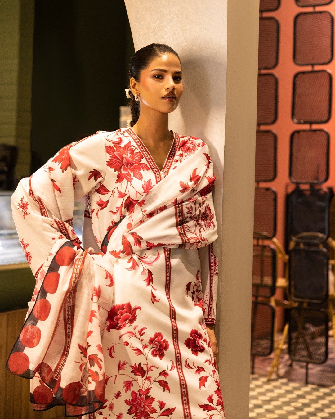 Stitched Printed Dobby Shirt + Dupatta - Image 3