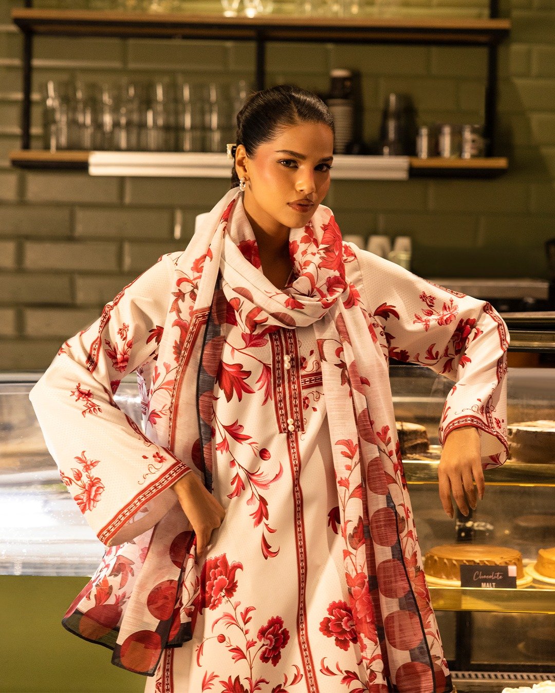 Stitched Printed Dobby Shirt + Dupatta - Image 5