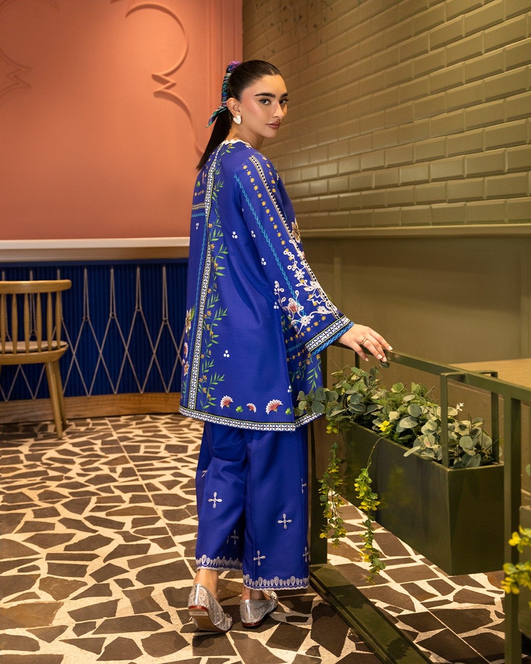 Stitched Embroidered Khaddar Shirt - Image 2