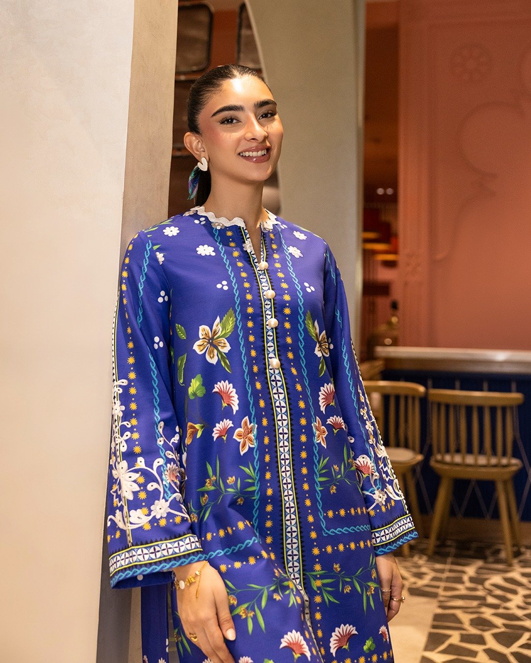 Stitched Embroidered Khaddar Shirt - Image 3