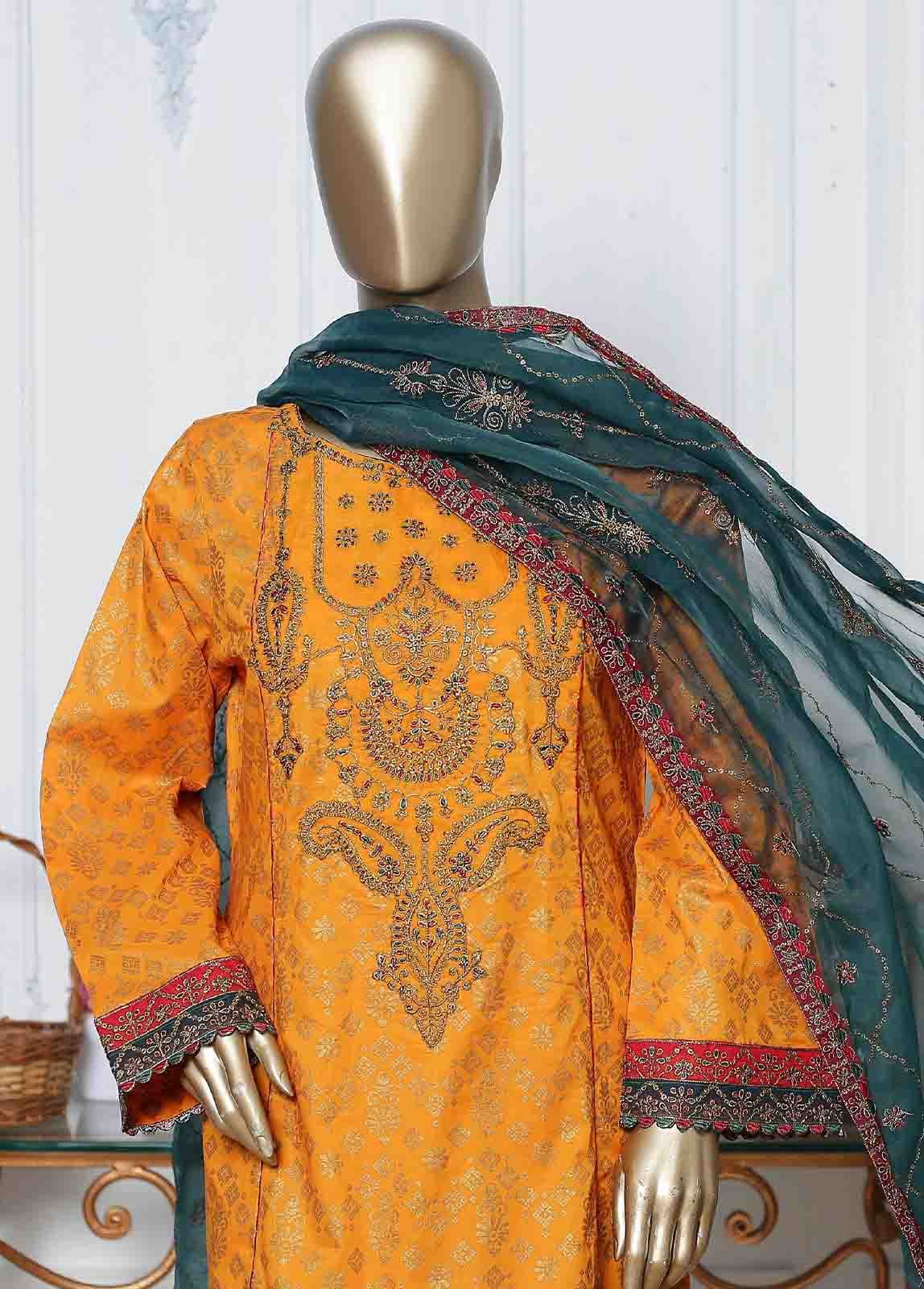 LRG-06-FR- R71 3 Piece Block Printed Embroidered Frock - Image 2