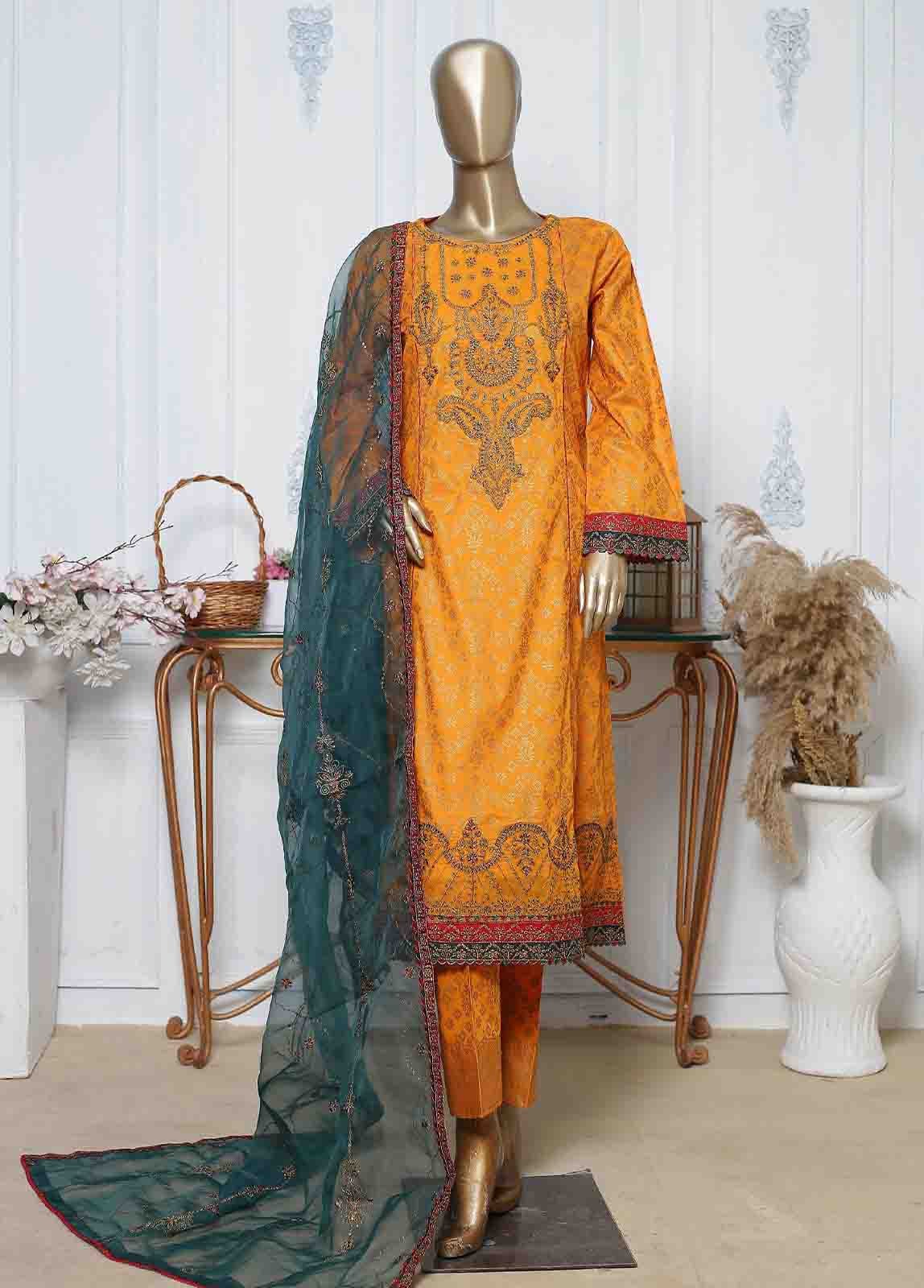 LRG-06-FR- R71 3 Piece Block Printed Embroidered Frock
