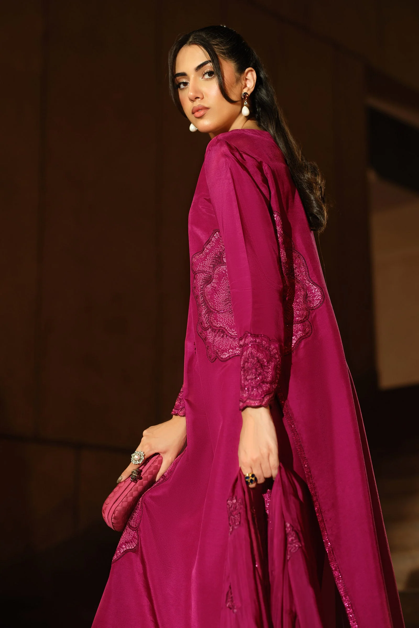 3 Piece Embroidered Tissue Silk Suit - Image 4
