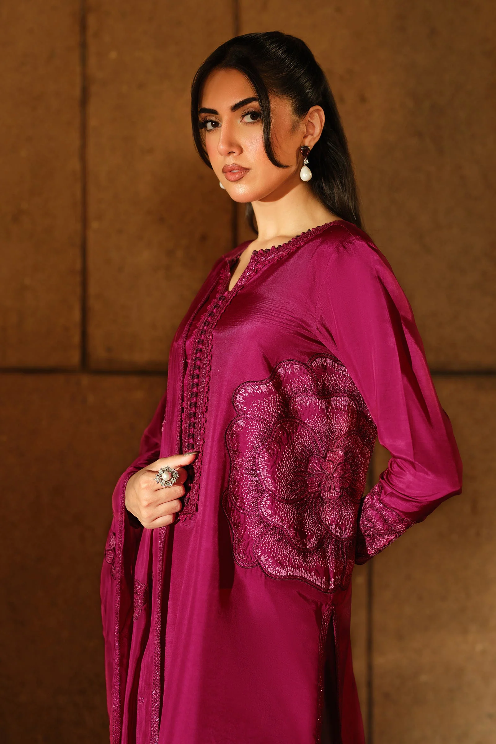 3 Piece Embroidered Tissue Silk Suit - Image 6