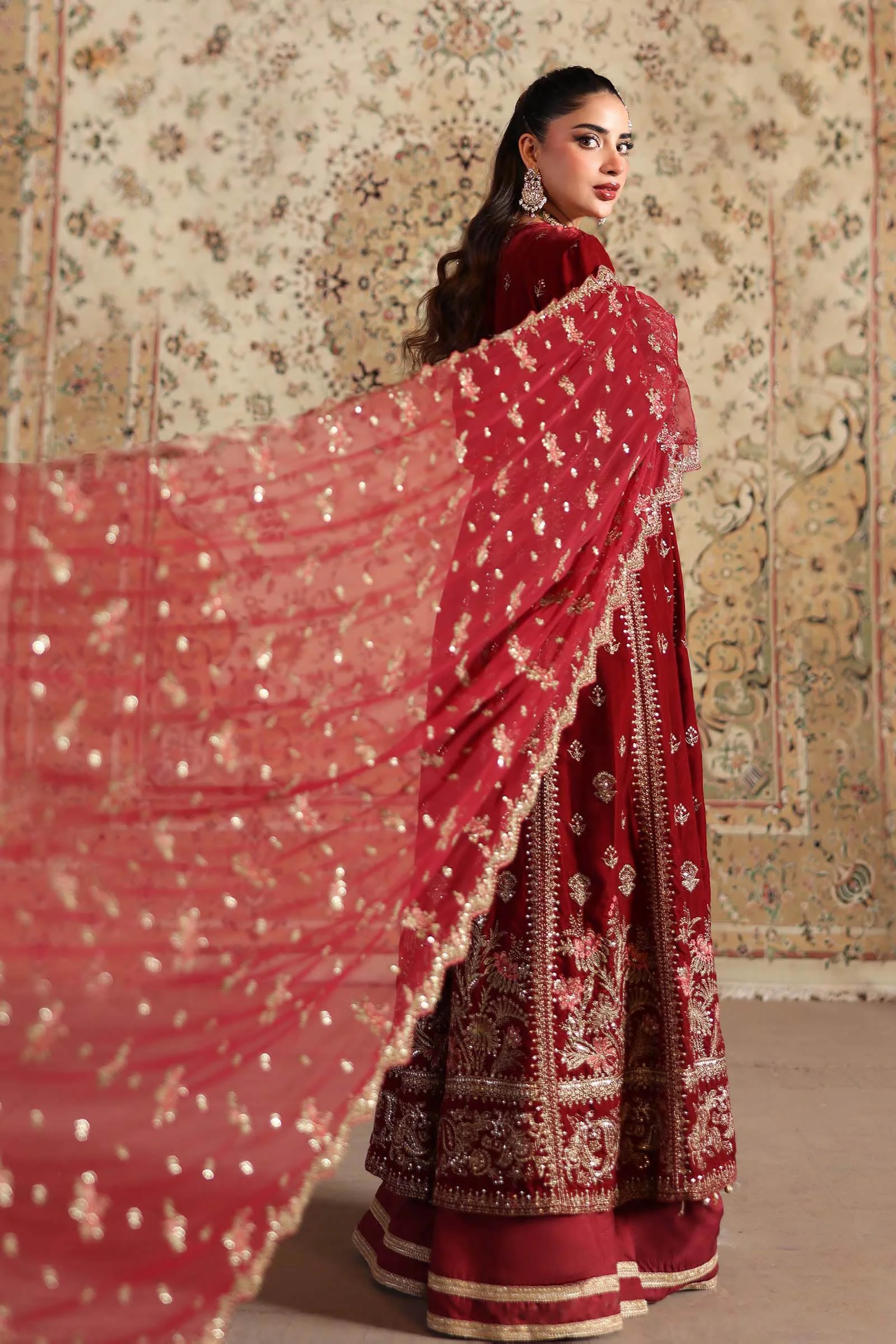 3 Piece Embroidered Velvet Suit - Image 3