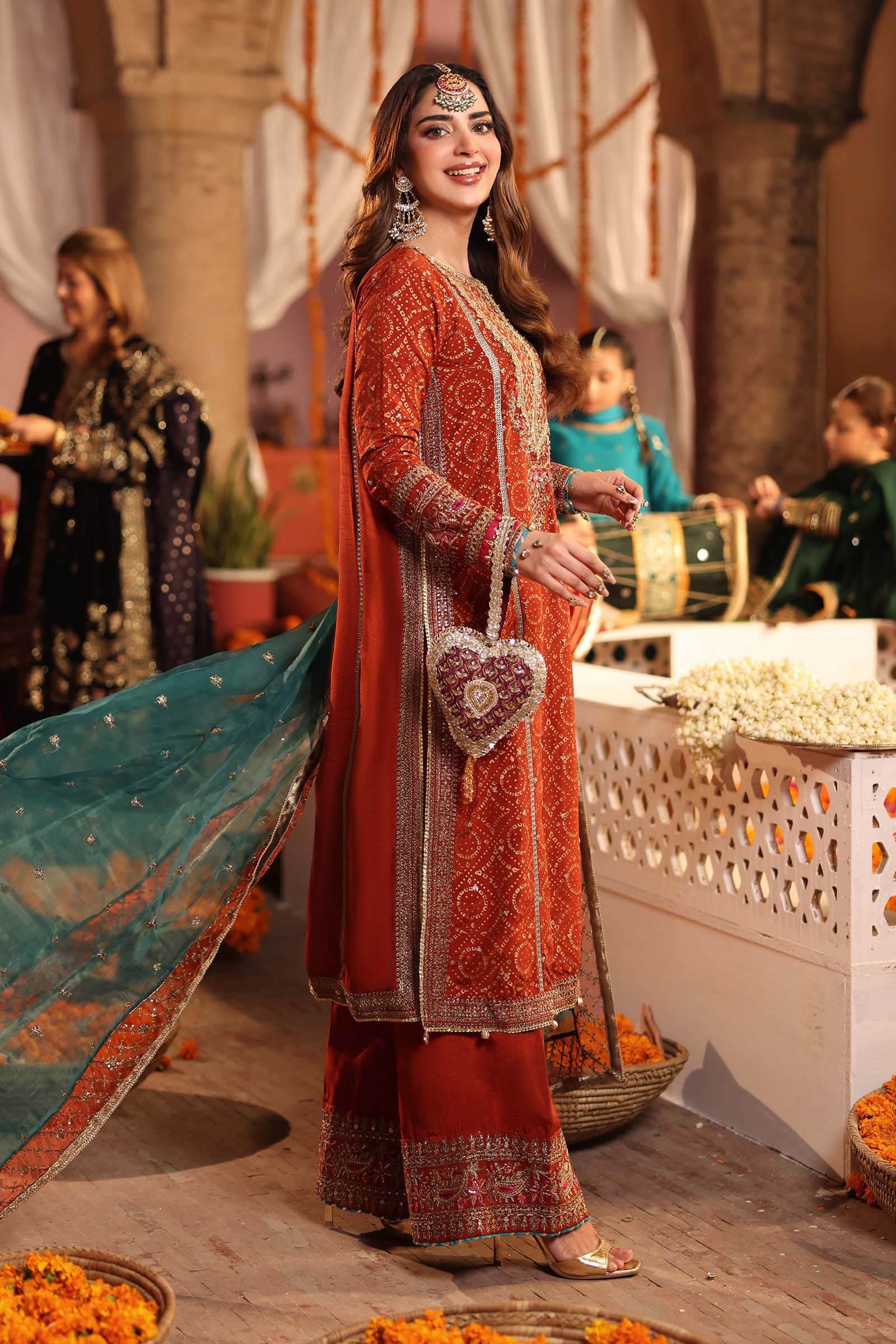 3 Piece Embroidered Raw Silk Suit - Image 2
