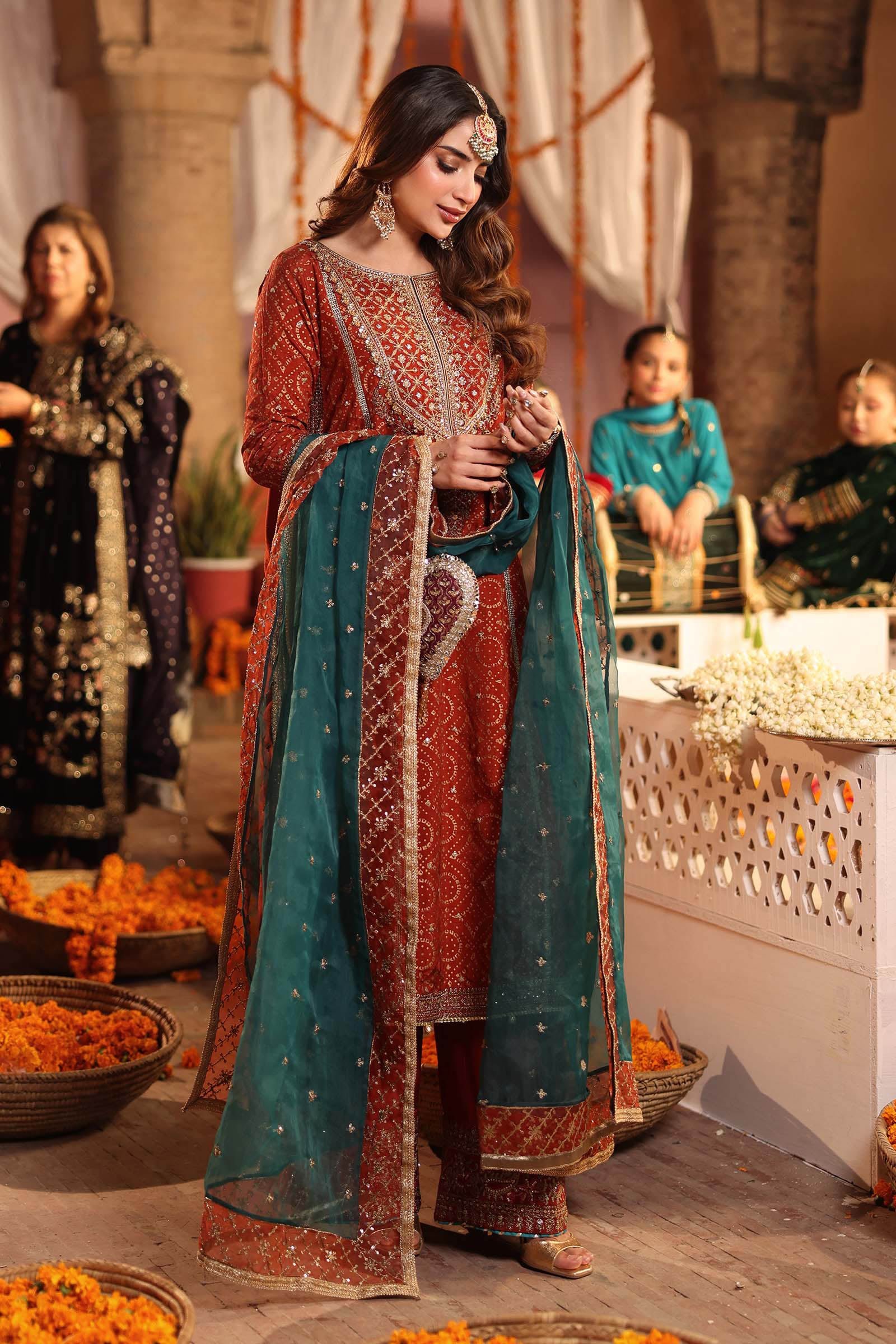 3 Piece Embroidered Raw Silk Suit - Image 4