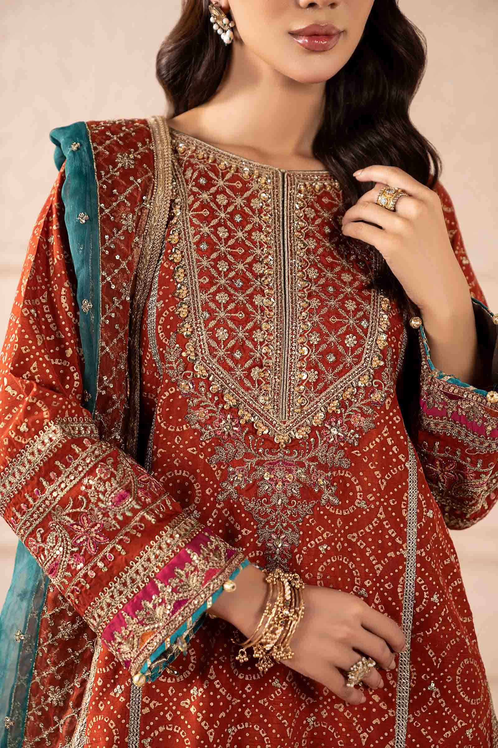 3 Piece Embroidered Raw Silk Suit - Image 6