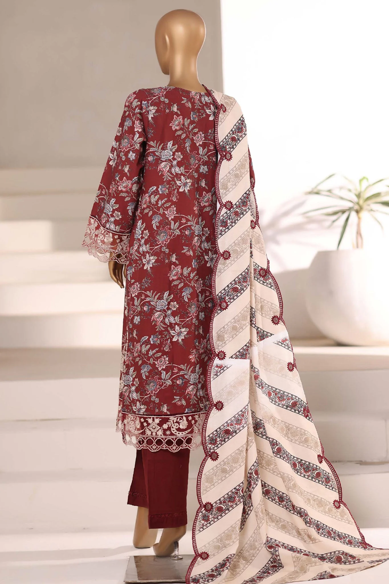 Signature By Sada Bahar Stitched 3 Piece Emb Khaddar Winter Collection'2025-SK-535-Brown - Image 3