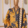 3 Piece Printed Orange Khaddar Shirt with Trouser & Dupatta